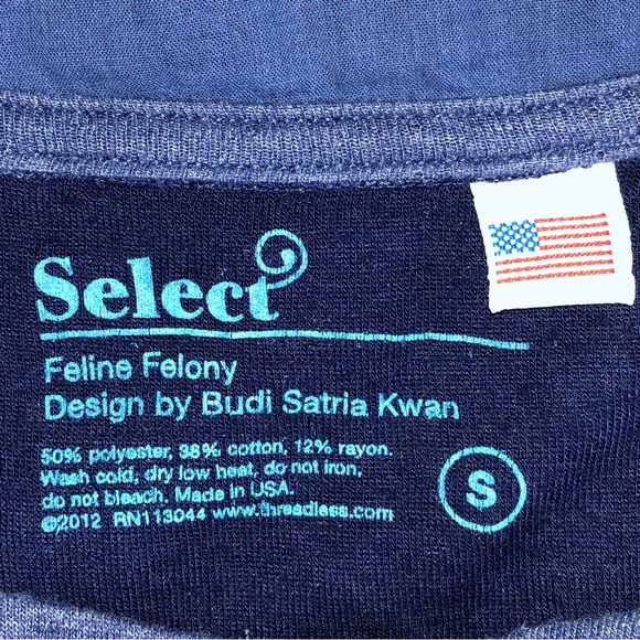 Retired Threadless Select Feline Felony Cornflower Blue Cat Totem Cardigan, Size - Picture 7 of 7